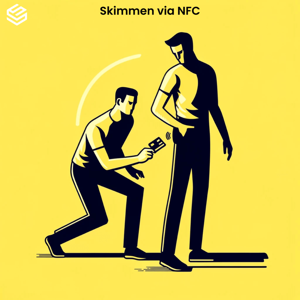 Skimmen via NFC op straat bij een voorbijganger. 