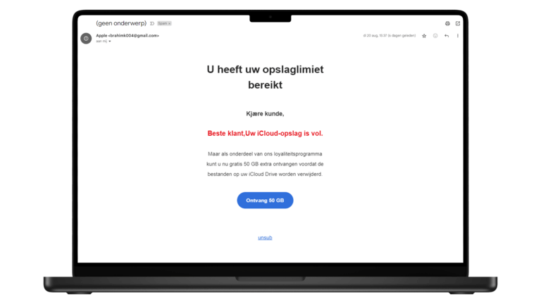 Apple opslag phishingmail