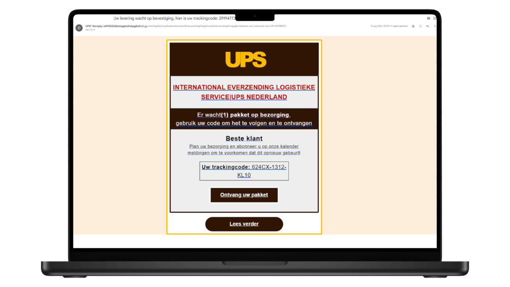 Phishingmail afkomstig van UPS