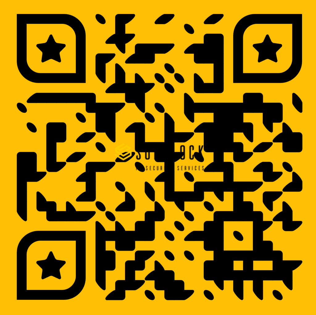 foto van een gevaarlijke qr-code met op de achtergrond het surelock logo