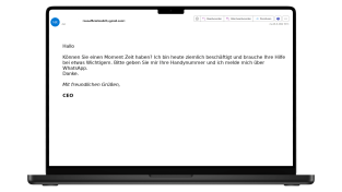 CEO fraude mail op laptop