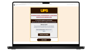 Phishingmail van UPS op laptop