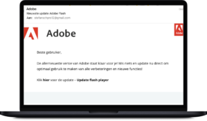 Adobe Flash update phishing simulatie