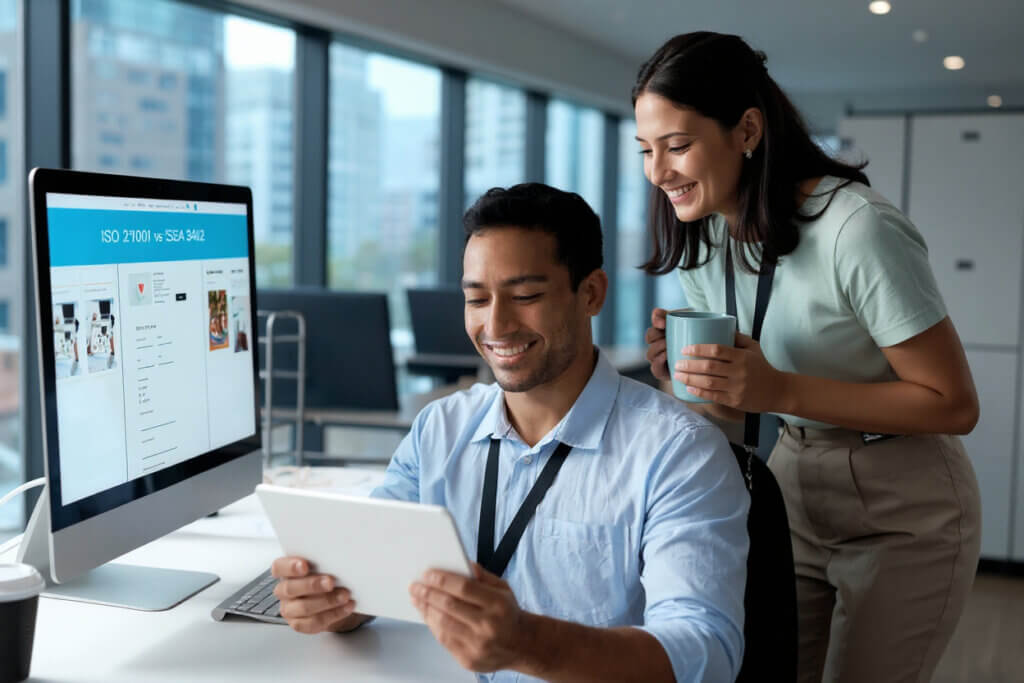Vergelijking van ISAE 3402 en ISO 27001 voor informatiebeveiliging, met uitleg over de belangrijkste verschillen.