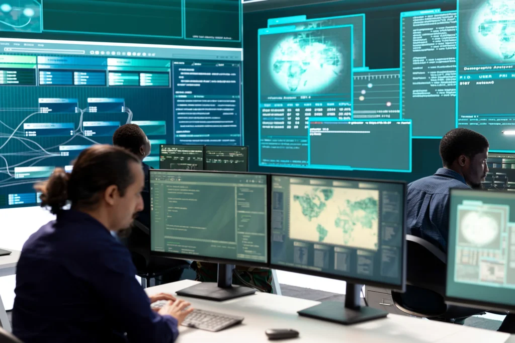 Threat Simulation afbeelding waarin een man geconcentreerd achter zijn computer bezig is